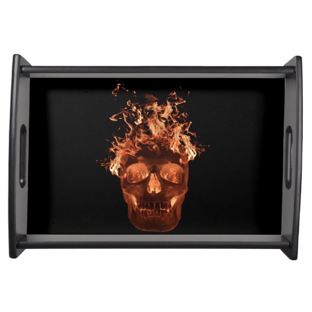 Orange Fire Skull Serving Tray (Front)
