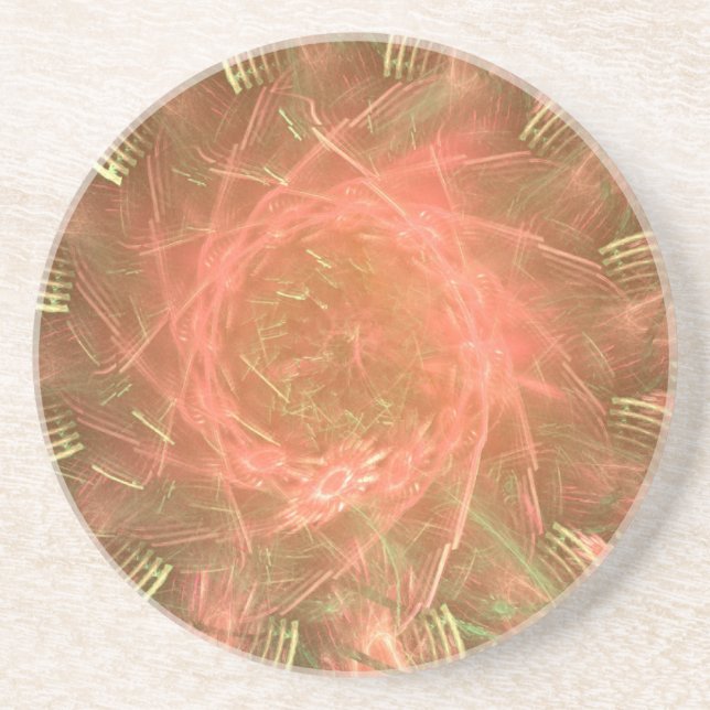 Orange Fireworks Wheel Sandstone Coaster (Front)