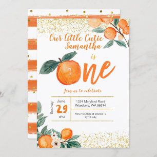 Orange First Birthday Invitation