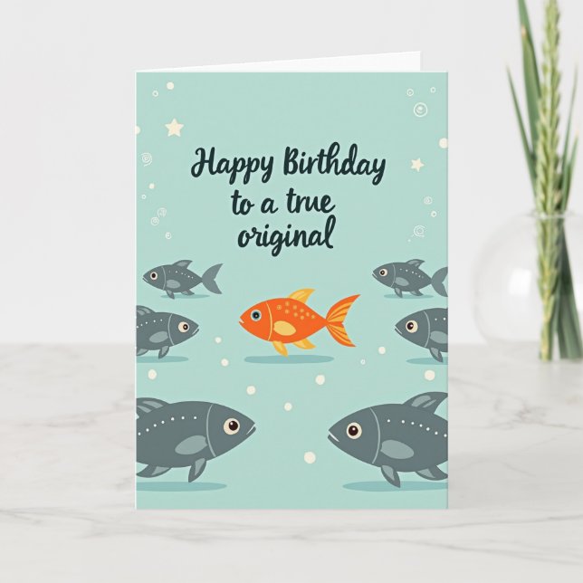 Orange Fish Birthday Card (Front)