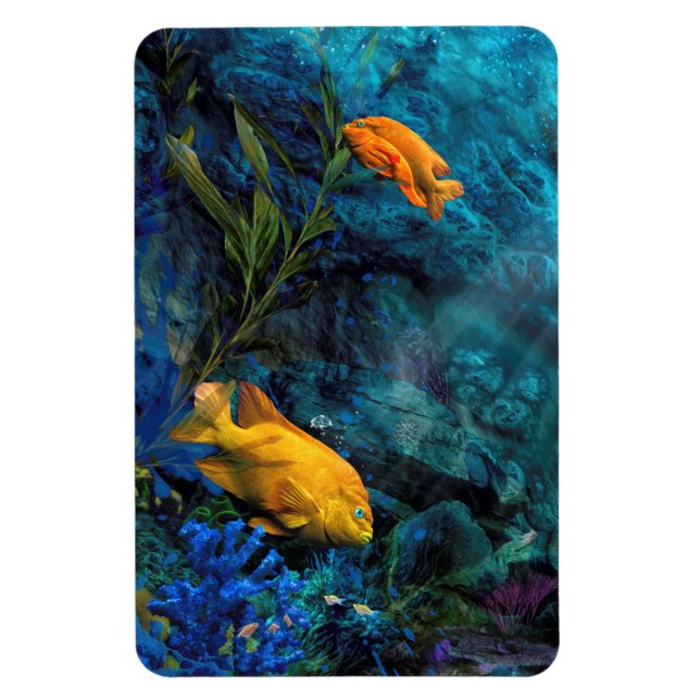 ORANGE FISH BLUE OCEAN MAGNET (Vertical)