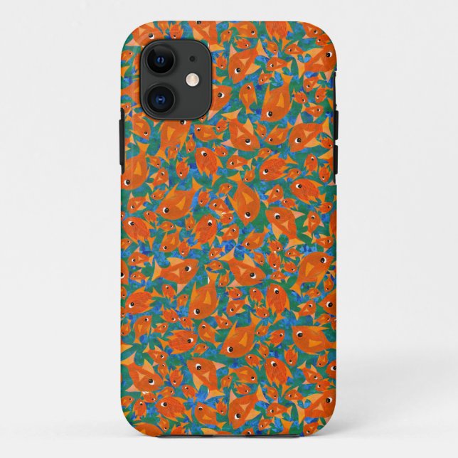 Orange Fishes on Sea Green, Blue iPhone 5/5s Case (Back)