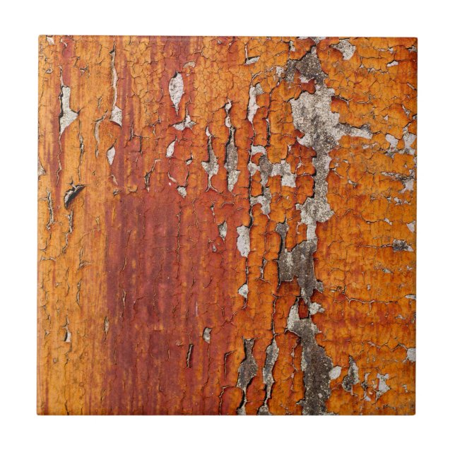 Orange Flaking Paint Ceramic Tile (Front)