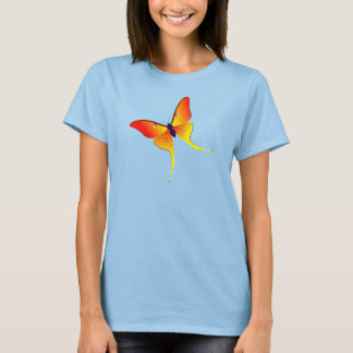 Orange Flame Butterfly Ladies Burnout T-Shirt