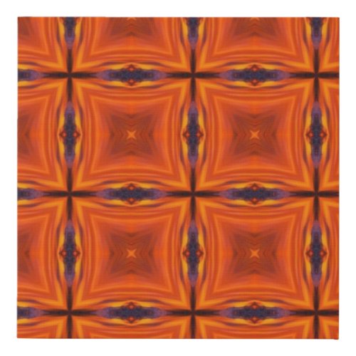 Orange flame geometric pattern abstract art faux canvas print