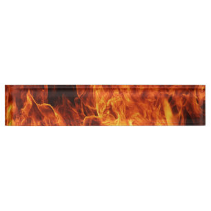 Orange flame name plate