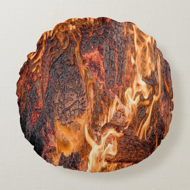 Orange flame round pillow (Front)