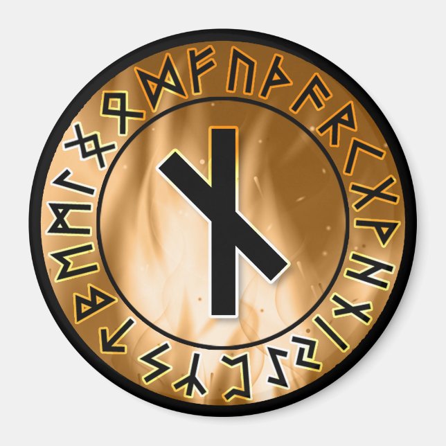 Orange Flame Rune Circle [10. Nauthiz] Magnet (Front)