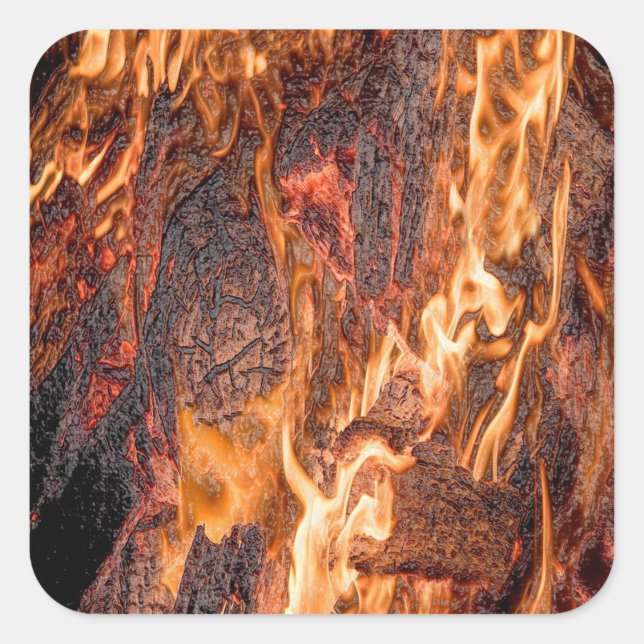 Orange flame square sticker (Front)