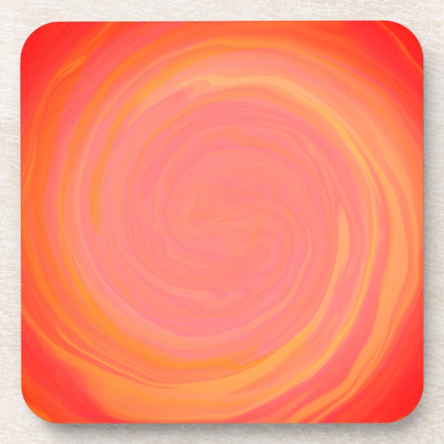 Orange Flame Swirl Beverage Coaster (Front)