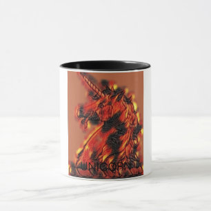 Orange Flames Fire Unicorn Magical Horse Mug