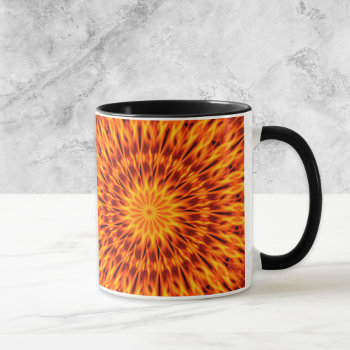 Orange Flames Kaleidoscope Mug by DoodlesGiftShop at Zazzle