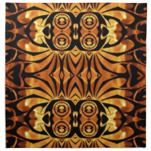 orange flames Native totem pole tribal pattern Cloth Napkin