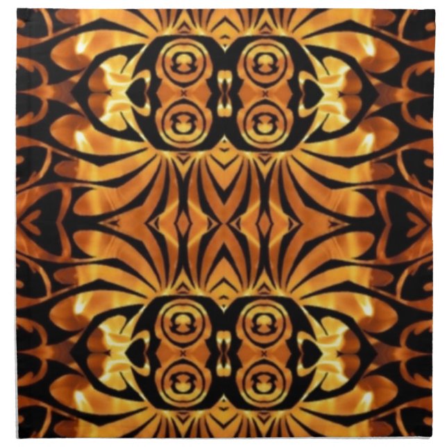 orange flames Native totem pole tribal pattern Cloth Napkin (Front)