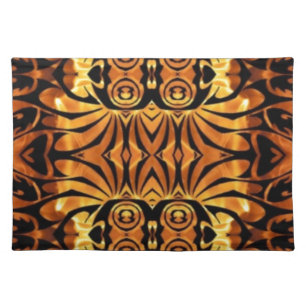 orange flames Native totem pole tribal pattern Placemat