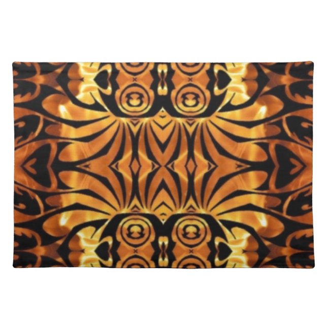 orange flames Native totem pole tribal pattern Placemat (Front)