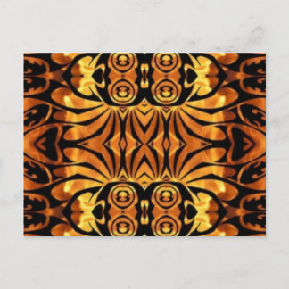 orange flames Native totem pole tribal pattern Postcard