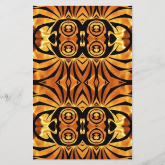 orange flames Native totem pole tribal pattern Stationery (Front)