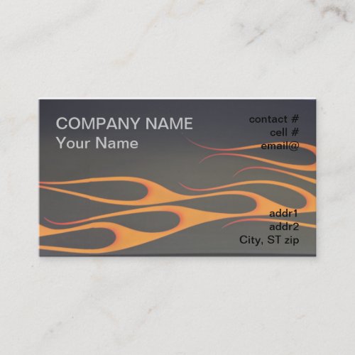 orange flames on black business cards