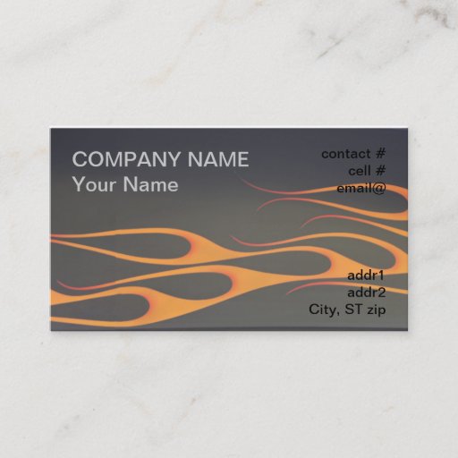 Customizable orange flames on black business cards