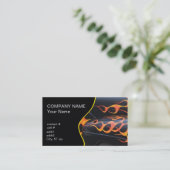 orange flames on black business card (Standing Front)