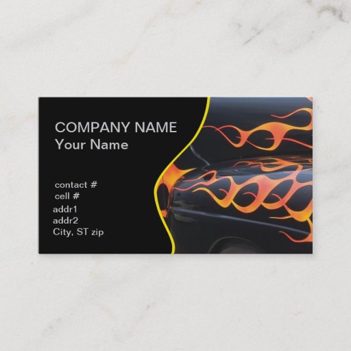 Customizable orange flames on black business card template