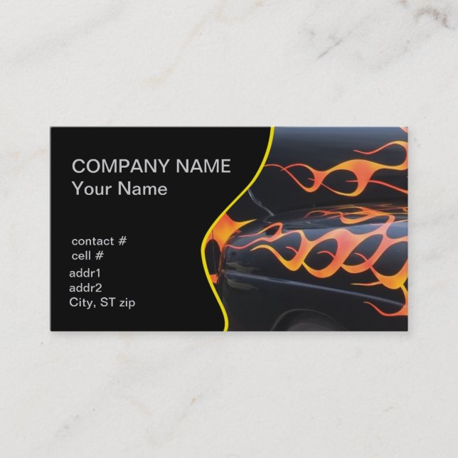 orange flames on black business card (Front)