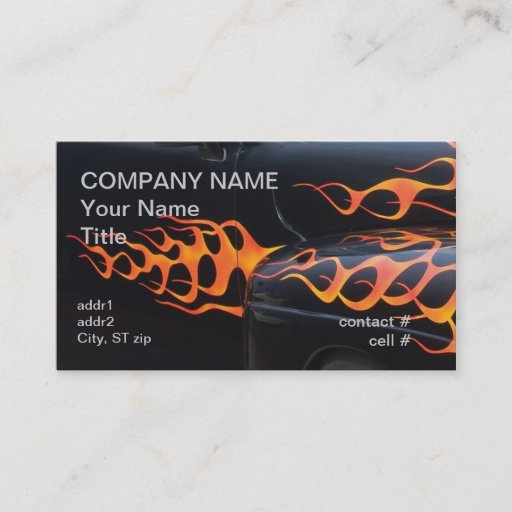 Customizable orange flames on black business cards