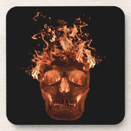 Orange Flaming Skull Coasters