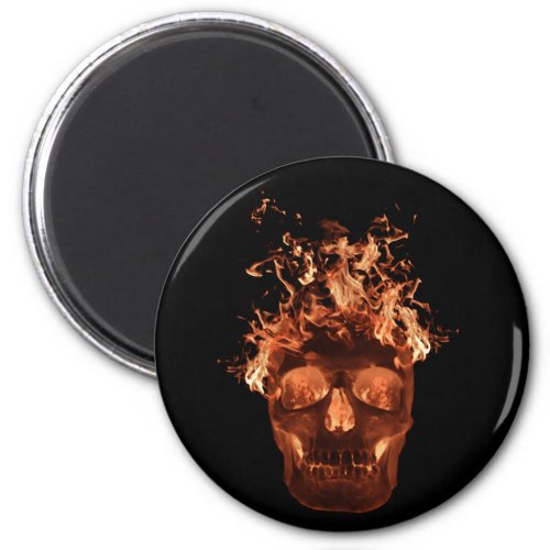 Orange Flaming Skull Magnet