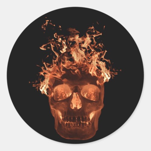 Orange Flaming Skull Stickers