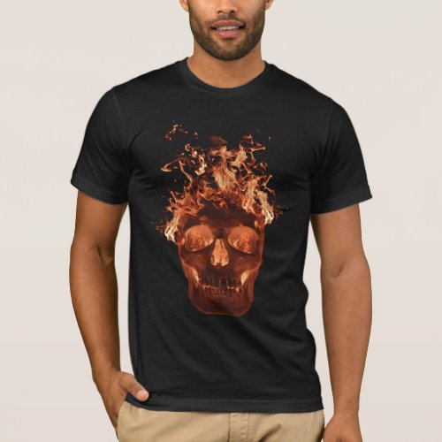 Orange Flaming Skull T_Shirt