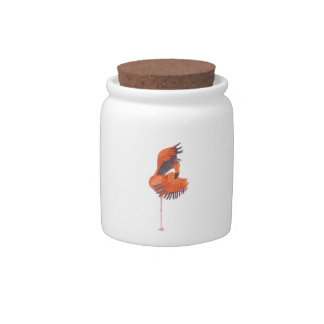 Orange Flamingo in Dance Pose Candy Jar