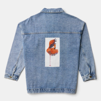 Orange Flamingo in Dance Pose Denim Jacket