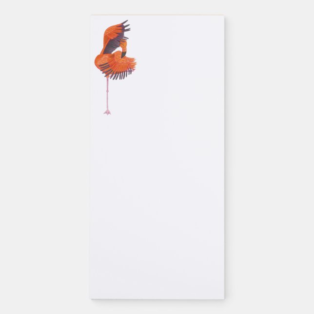 Orange Flamingo in Dance Pose Magnetic Notepad (Front)