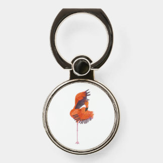 Orange Flamingo in Dance Pose Phone Ring Stand