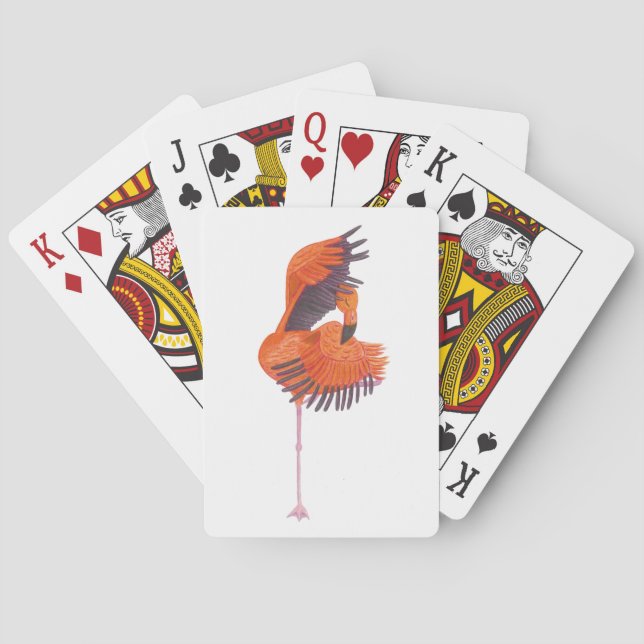 Orange Flamingo in Dance Pose Poker Cards (Back)
