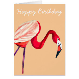 Orange flamingo watercolor bird art cards