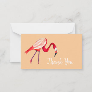 Orange flamingo watercolor bird art note card