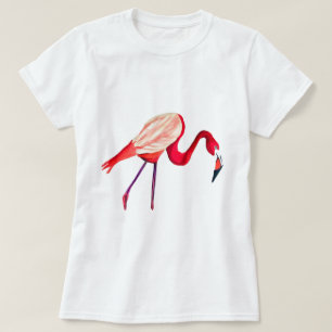 Orange flamingo watercolor bird art T-Shirt