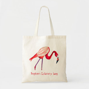 Orange flamingo watercolor bird art tote bag