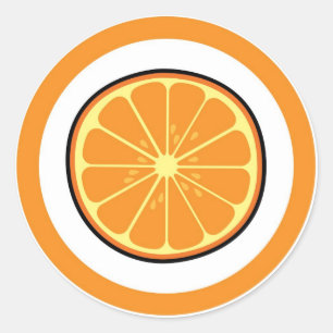 Orange flavor visual circle sticker labels