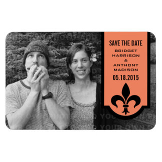 Orange Fleur De Lis Banner Save the Date Magnet