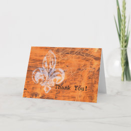 Orange Fleur-de-lis Mixed Media Thank You Card