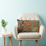 Orange Floral Art Nouveau Illustration Lumbar Pillow