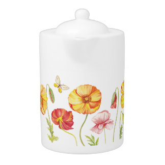 Orange Floral Art Pattern Mug Teapot
