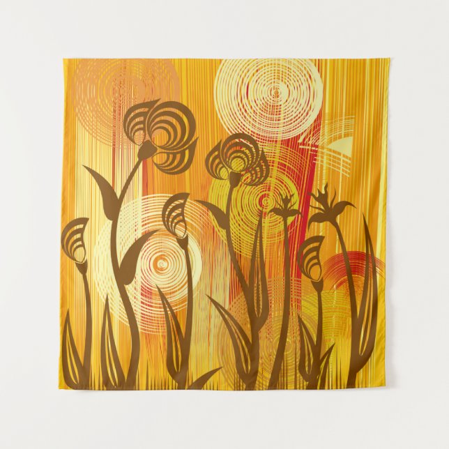 Orange floral background tapestry (Front)