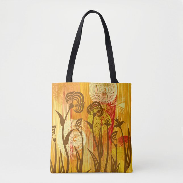 Orange floral background tote bag (Front)
