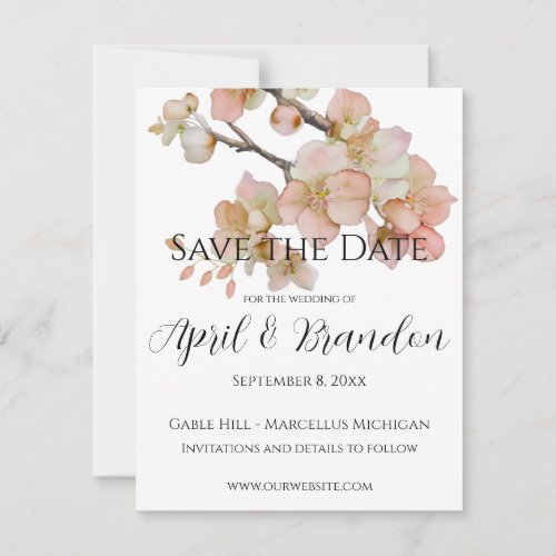 Orange floral blossoms elegant calligraphy script save the date