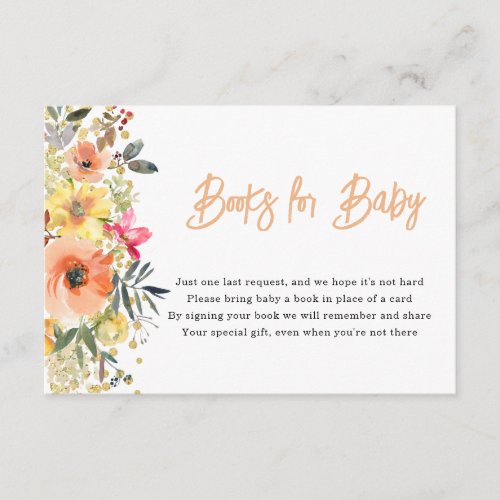 Orange Floral Books for baby Enclosure Card